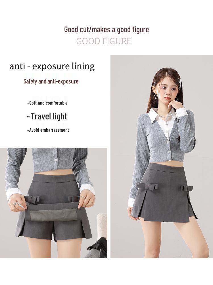 2025 Sweet Bow High-Waisted A-line Slimming Skirt-Pants for Long Legs
