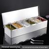 Huihuang Large Stainless Steel Seasoning Box with 6 Compartments and Spoons