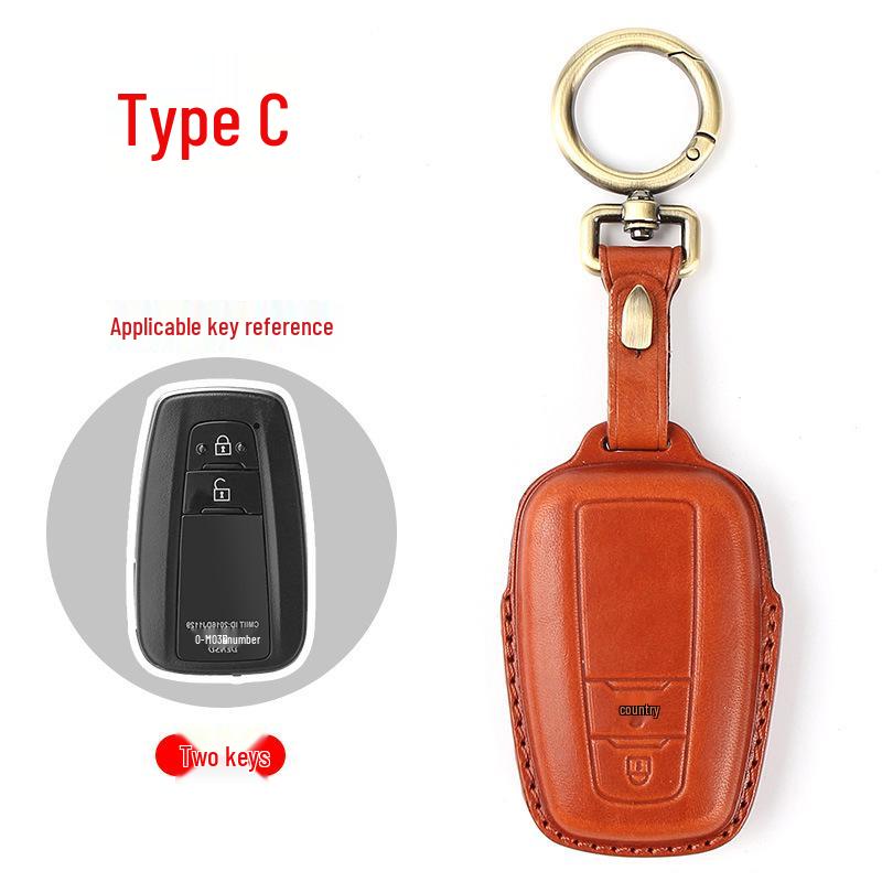 Genuine Leather Key Case for Toyota: Camry, Corolla, Highlander, RAV4, CHR, and Levin.