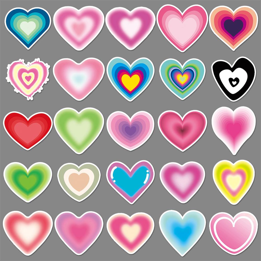 50 Gradient Love Personality Graffiti Fresh Ins Style Children's Guka DIY Skateboard Suitcase Stickers Waterproof