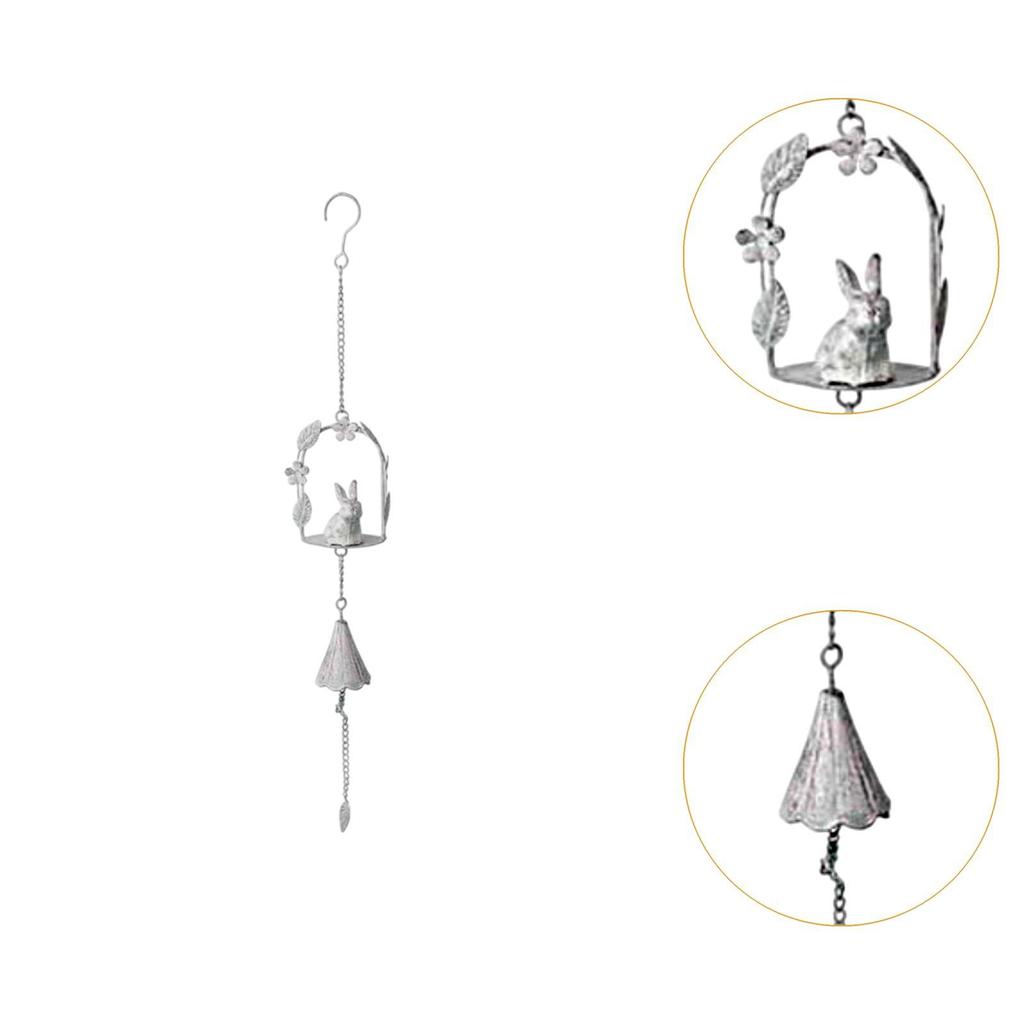 Retro Style Bunny Windchime Garden Decor Cute Wall Hanging Ornament Memorial