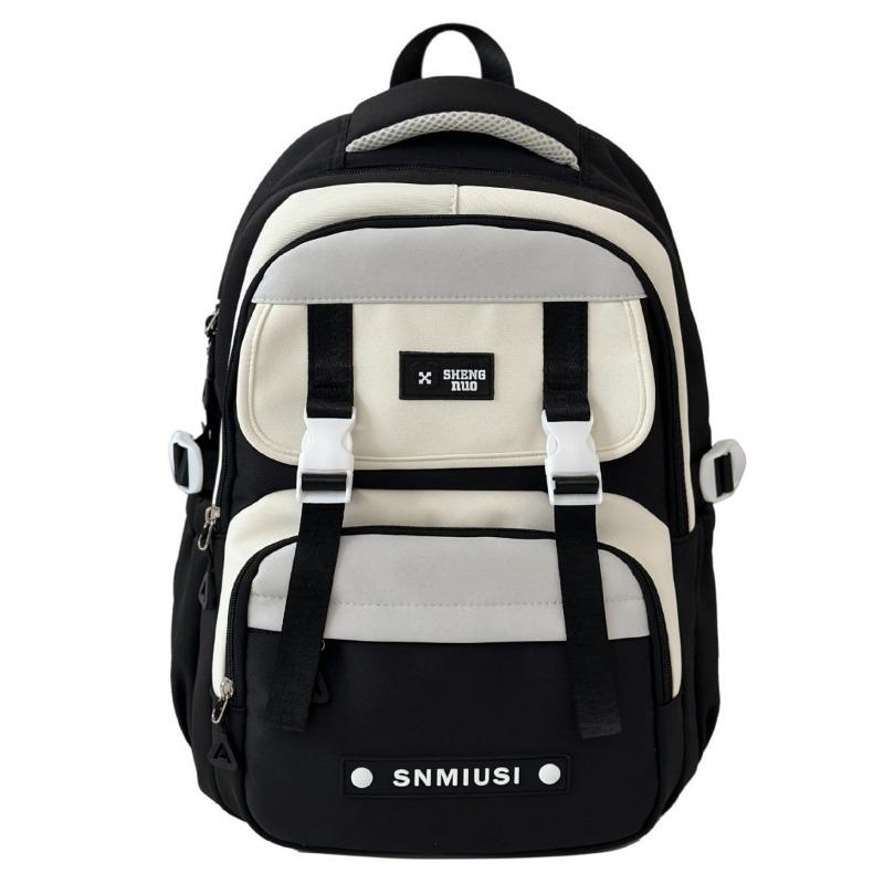 High-value Burden-reducing Schoolbag Female College Student, Contrasting Color Large-capacity Backpack Male Junior High School Niche Backpack