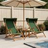 Reclining Chair 2 Pcs 3 Position Solid Eucalyptus Wood Green