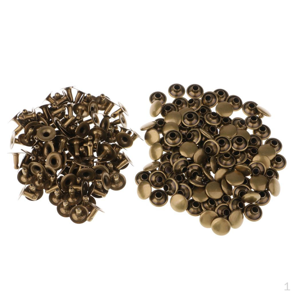 100 Assorted Round Metal Rivets for DIY Leathercraft Projects