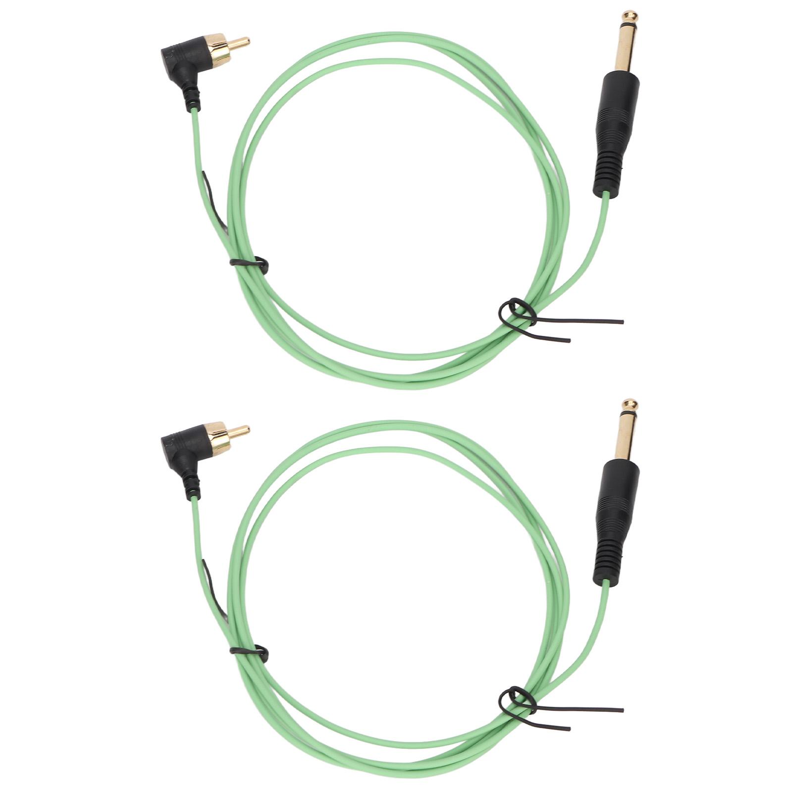

2pcs RCA Tattoo Clip Cord 5.9ft Professional Flexible Tattoo Machine Clip Cord Accessory for Power Supply Green
