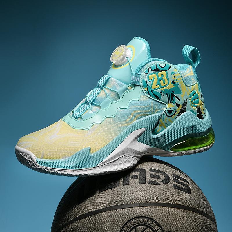 Rotary buckle mesh basketball shoes men's low-top combat boots students actual combat cement floor air cushion running shoes sports shoes