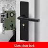 Black Magnetic Door Lock with Silent Handle for Bedroom