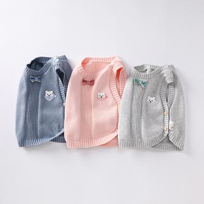 Baby Spring And Autumn Sleeveless Tops, Infants And Young Children, Small Bow Ties, Knitted Vests, Boys And Girls, Solid Color Cotton Vests