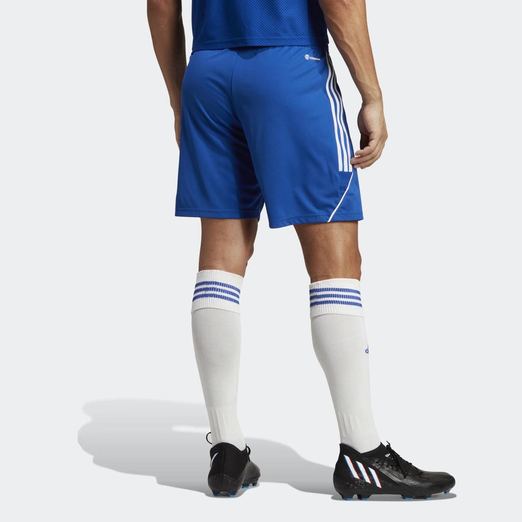 Adidas SS23 Striped Logo Print Loose Straight Soccer Shorts Men Bottoms Blue IB8084
