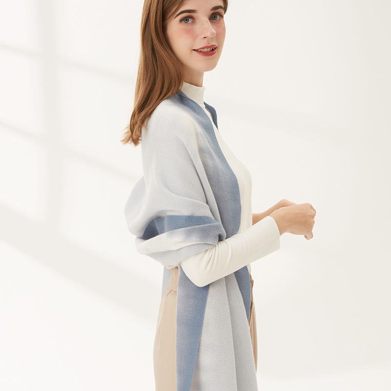 Luxury Cashmere Winter Scarves Gradient Handkerchief Warm Pareo Cape Pashmina Shawl Chunky Headscarf Lady Elegant Poncho Turban