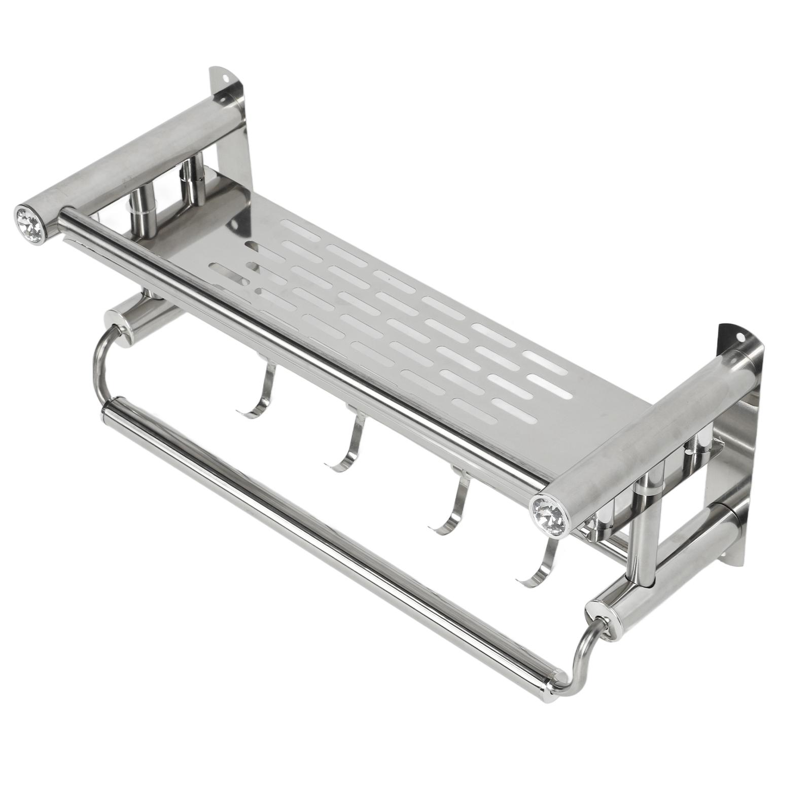 

15,7 дюйма Полка для ванной настенная 201 нержавеющая сталь водонепроницаемая защита от коррозии вешалка для полотенец с крючками для душа