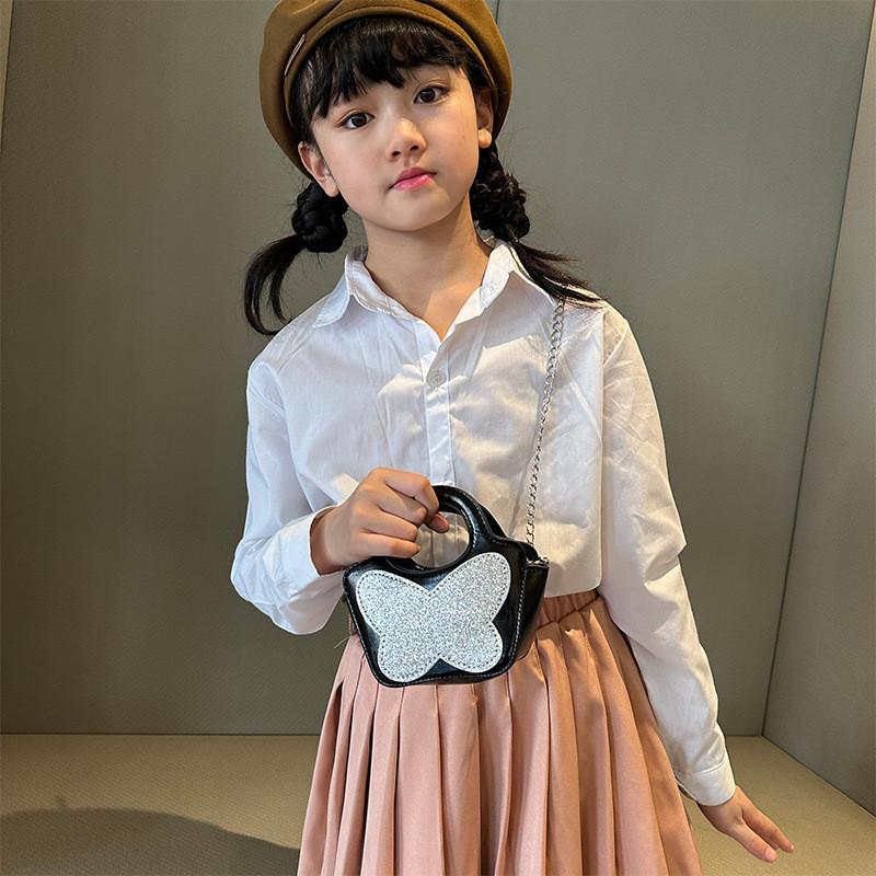 Fashionable Kids Butterfly Shaped Sequined Handbag Breathable And Cute Design