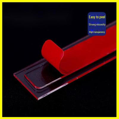 Transparente rote Kristall-Nagel-Displaystreifen – spurloses, doppelseitiges Klebeband für Farbkarten und Nailart-Displays.