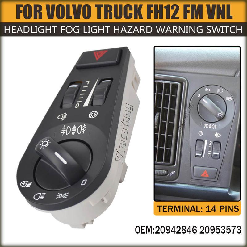 20953573 Truck Headlight Hazard Lamp Fog Light Warning Control Switch Knob Panel For Volvo FH FM VNL Truck Part 20942846 14 P