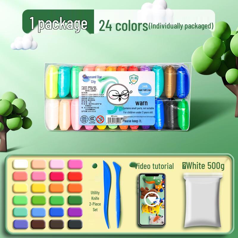 Super Light Non-Toxic Odorless Clay for Kids - 12 Colors Playdough Set