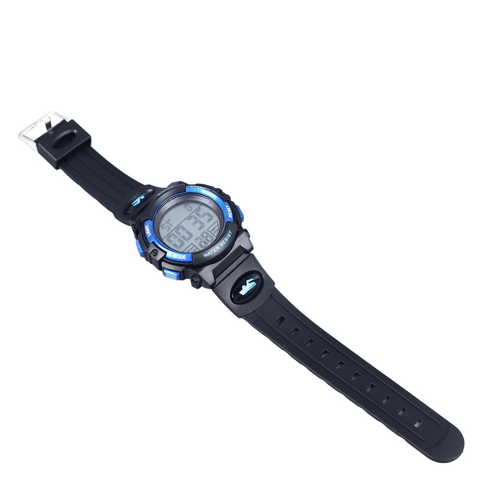 Digital Electronic Watches 50M Waterproof PU Strap Multifunctional Outdoor Sports Watch for Children Blue