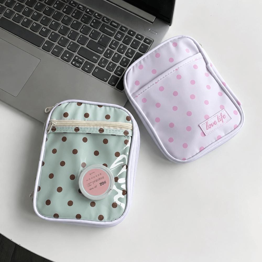 Polka Dot Print Pencil Case Ultra-thin Stationery Bag Durable Pen Bag  Students