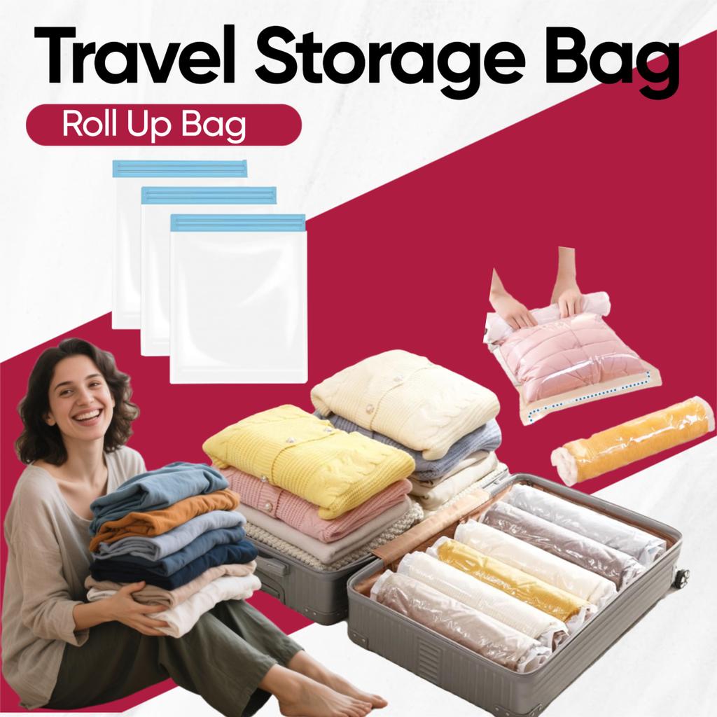 16 Pack Space Saver Vacuum Storage Bags For Travel Essentials Compression Bags for Travel, Roll Up Pouch Clothes Organizer