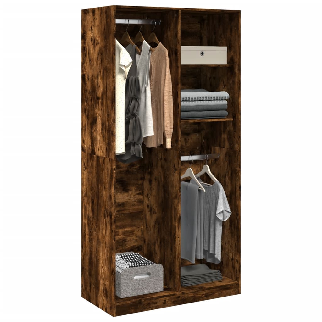 Wardrobe Smoked Oak Finish 100 x 50 x 200 cm Engineered Wood