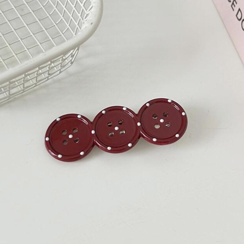 Stylish Triple Dot Hair Clip With Button Detail Nonslip Duckbills Design For Women Girls Korean Styles Fashion Accessories