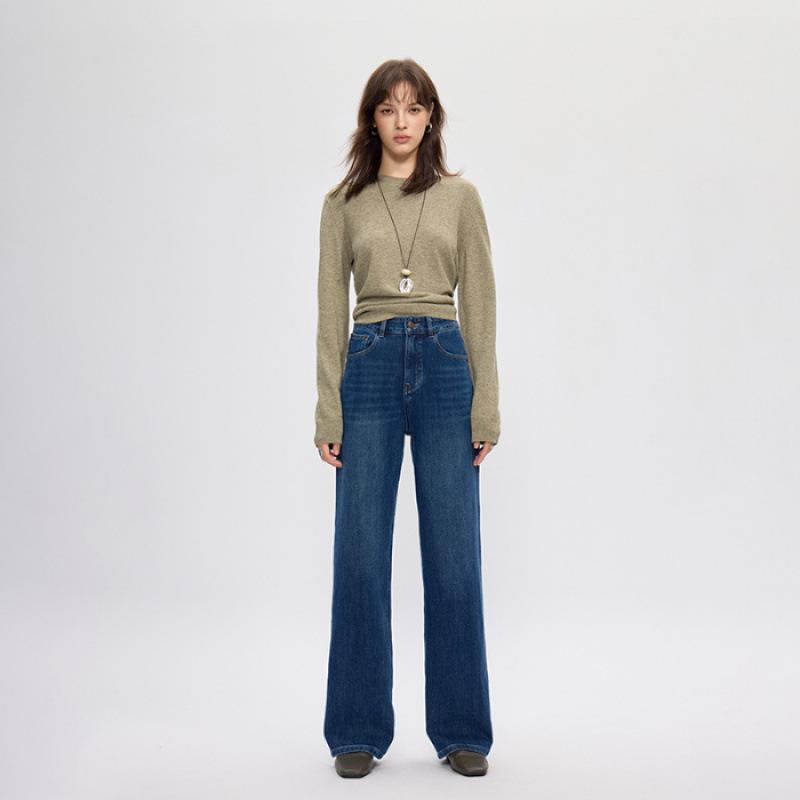

High-Quality Women s Tencel Wide-Leg Stretch Jeans - Spring 2026 Loose Straight Floor-Length Pants 27 синий
