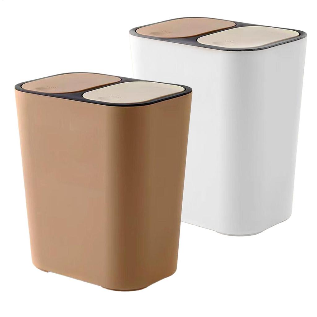 Duals 2 Compartments Dry Wet Trash Bin Waste Bins Kitchen Recycling Garbage Can Rubbish Bin Trash Container Household