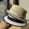 Holiday Straw Hat Women's New Casual Webbing Flat Top Hat Versatile Sunscreen Visor