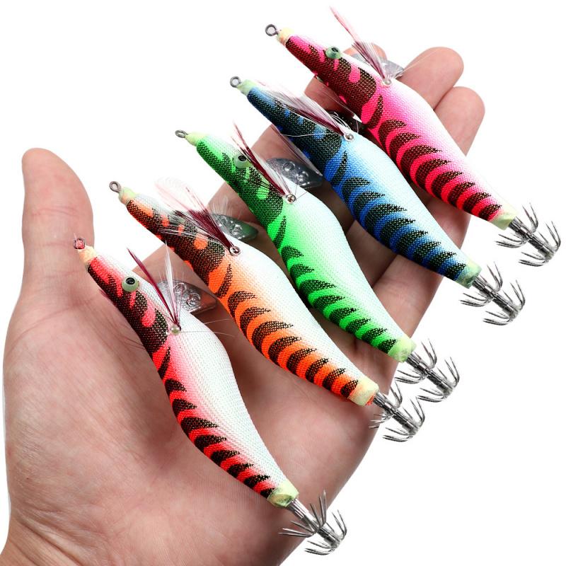 Luminous Wooden Shrimp Big Eye Squid Shrimp Fake Bait2.0 2.5  3.0#Squid Cuttlefish Sea Fishing Umbrella Hook