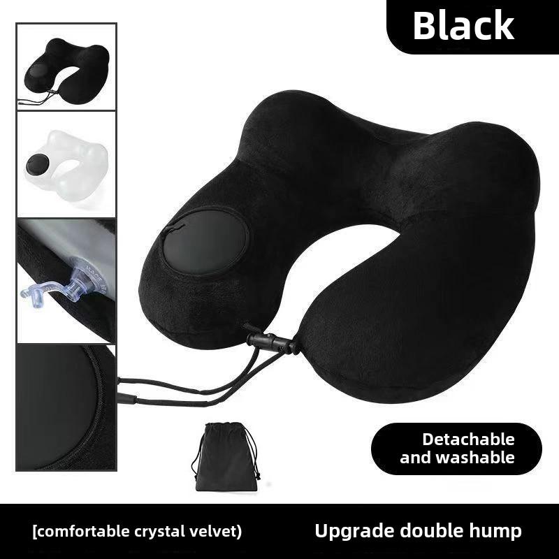 U-Shaped Comfortable Self-inflating Air Pillow Neck Support Inflatable Airplane Travel Neck Pillow Inflatable Sleeping Pillow