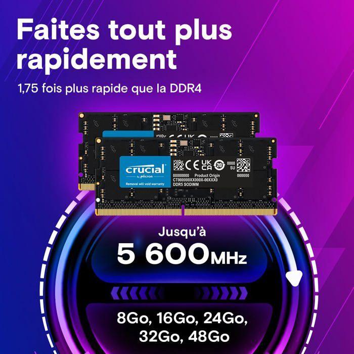 Mise à niveau RAM - CRUCIAL - 48Go - DDR5 - SODIMM - 5600MHz