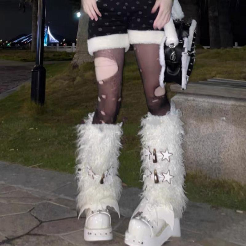 Hřejivý měkký příjemný chlupatý návlek na nohu, kryt na boty pro ženy, kostýmy na párty, návleky na boty