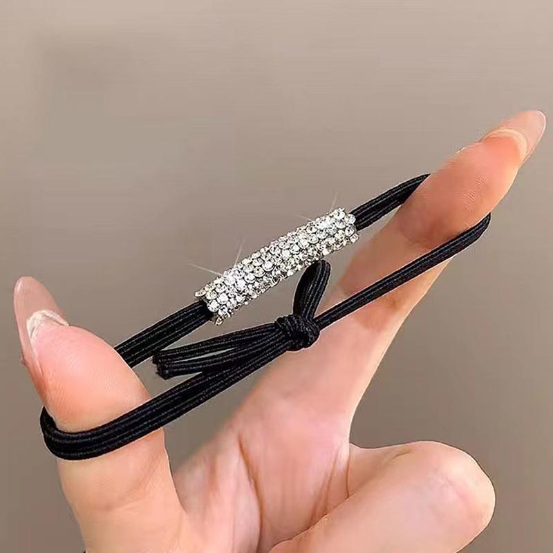 1/5Pcs Women Black Shiny  Seamless Rubber Band Elastic Hair Rope  Fashionhair Accessories
