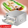 Use 2/1 Layer Stainless Steel Rice Noodle Roll Steamed Bun Steam Machine Vermicelli Roll Steaming Furnace Steamer Home 31x32x19cm