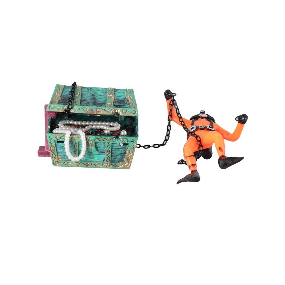 

Treasure Box Frogman Аквариумное украшение Декор для аквариума Воздушный насос Соединительный пневматический орнамент оранжевый