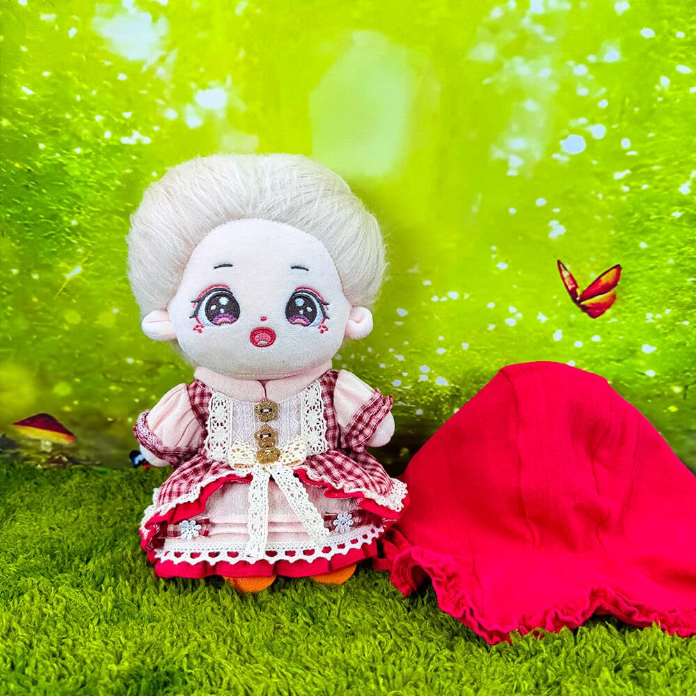 niannyyhouse 20cm Plush Clothes Red Short Cape Dress Cotton Doll Accessories Dress-Up