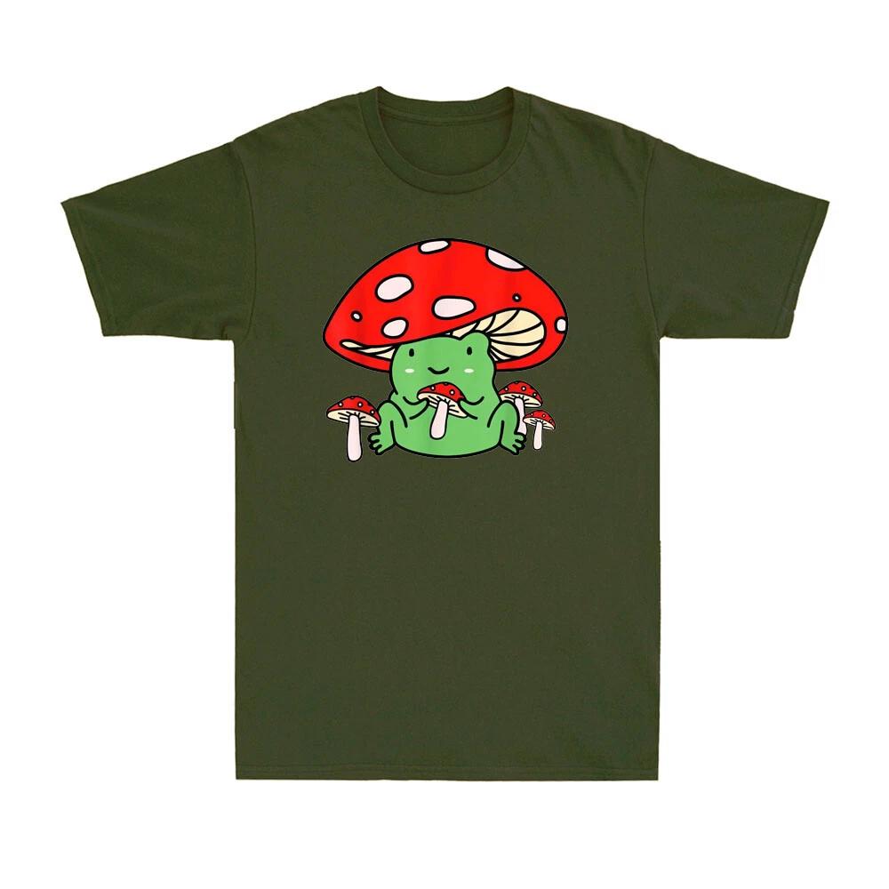 Frog Cute Funny Mushroom Frog Mycology Lovers With Mushroom Hat Gift T-Shirt L