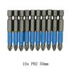 Magnetic Screwdriver Bits PH1/PH2/PH3/PZ1/PZ2/PZ3 Alloy Steel 10pcs 50mm
