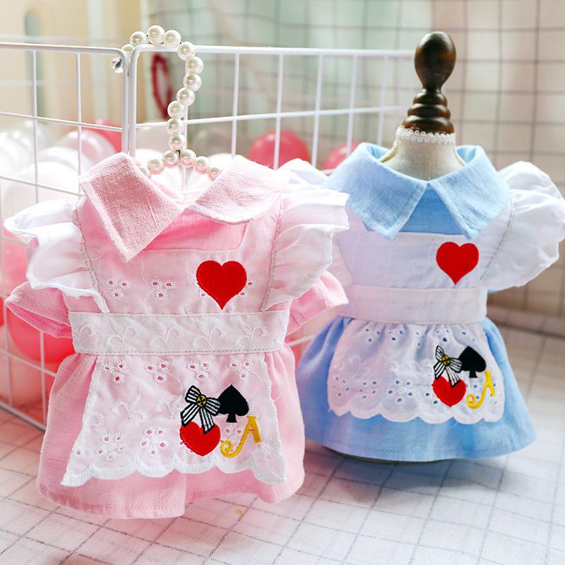 Kaufe New Luxury Small Dog Dresses Cute Pets Clothes Pink Blue Dog Cat