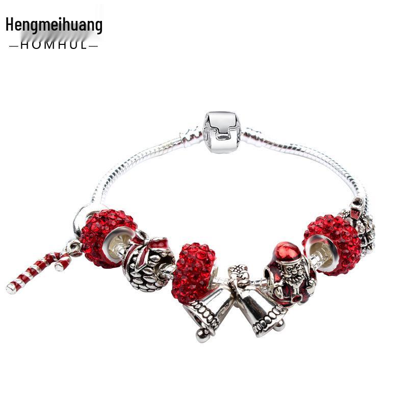 

Европейский и американский рождественский браслет-волшебная палочка с колокольчиком и красными бусинами лэмпворк Length 19cm