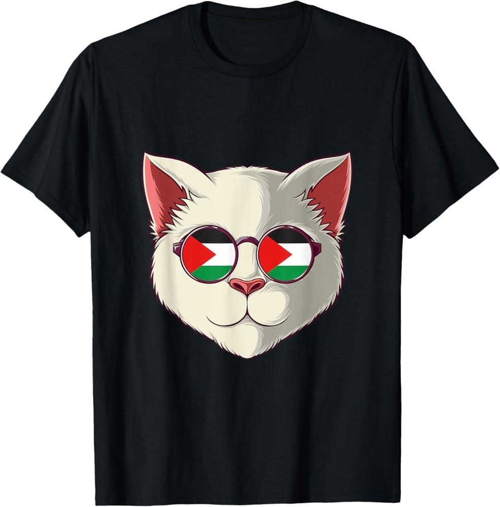 Бесплатная Палестина Флаг Палестинский Кот Газа Мужчины Женщины Дети Унисекс Футболка XXXXL