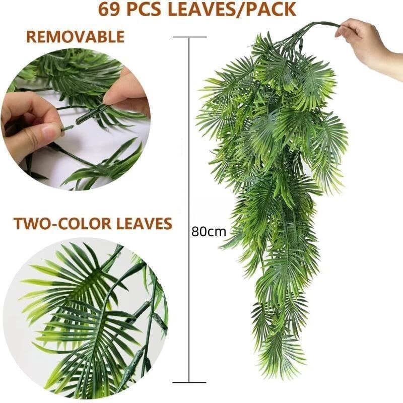 Artificial Green Fanleaf Plants Hanging Rattan Decoration Window Decor Artificial Green Ferns