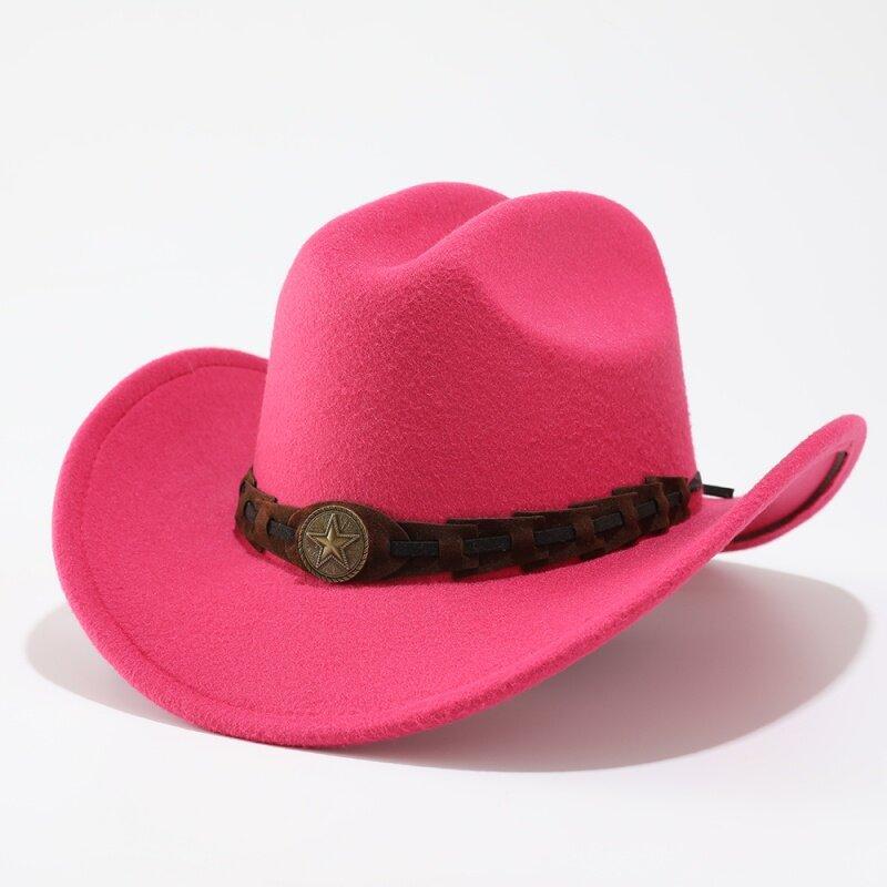 New Tibetan woolen top hat with rolled brim Western cowboy hat with rolled edge Felt hat European and American western cowboy hat