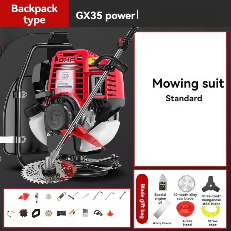 High-power Four Stroke GX35 Engine Lawn Mower Backpack and Side Hanging Weeder Grass Cutter Eradicator