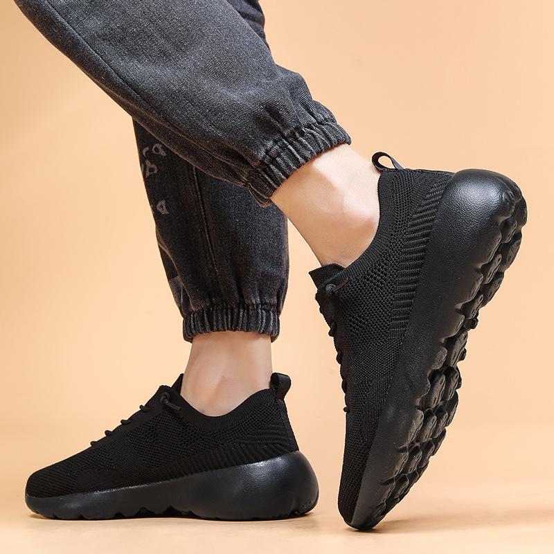 2024 šněrovací pletené tenisky pro muže a ženy, prodyšné a lehké párové běžecké boty, vysoce elastické platformové síťované boty, boty pro dojíždění