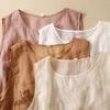 Women's Summer Chinese Vintage Cotton-Linen Embroidered Tank Top Solid Color Comfortable Loose-Fit Round Neck Sleeveless Top