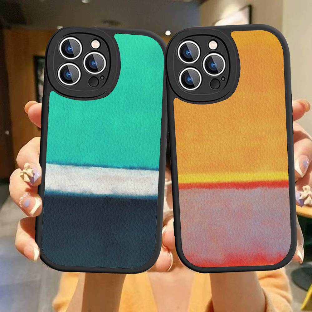 Abstrakte Kunst M-Mark R-Rothko Handyhülle Für IPhone 16 15 14 13 12 11 Pro Max Plus Stoßfeste Lederhülle