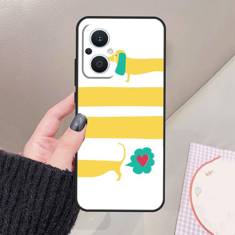 Cartoon Dachshund Sausage Dog Funda For OPPO Reno 12 14 13 11 10 Pro 11F 12F 13F 14F 7 8 Lite OPPO Find X6 X5 X8 X9 Pro Case