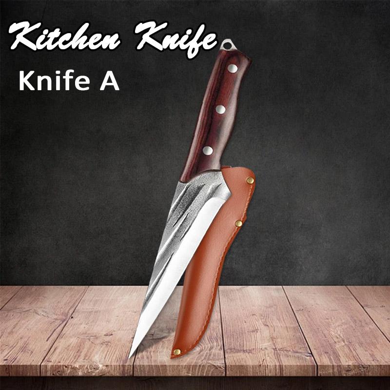 Professional Kitchen Boning Knife Stainless Steel Meat Cutting Butcher Knife Wood Handle Multifunctional BBQ Knives with Cover