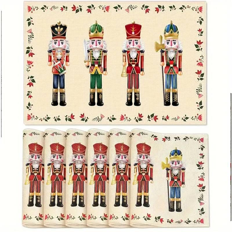 New Christmas Linen Square Placemat - Festive Party Tablecloth Decor, Beautify Coffee Table Mat.