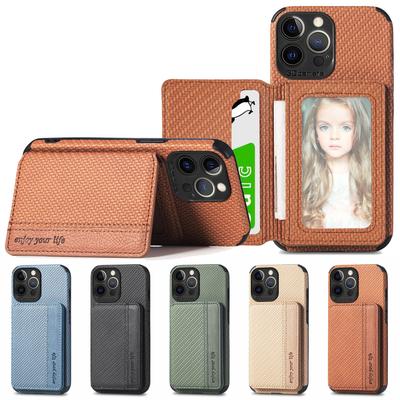 Carbon Fiber Wallet Case pro iphone 14 13 12 11/Samsung S23 S22 Ultra S21 S20 Fe A14 A34 A54 A13 A23 A33 A53 A32 A52 Kožený kryt na kreditní karty